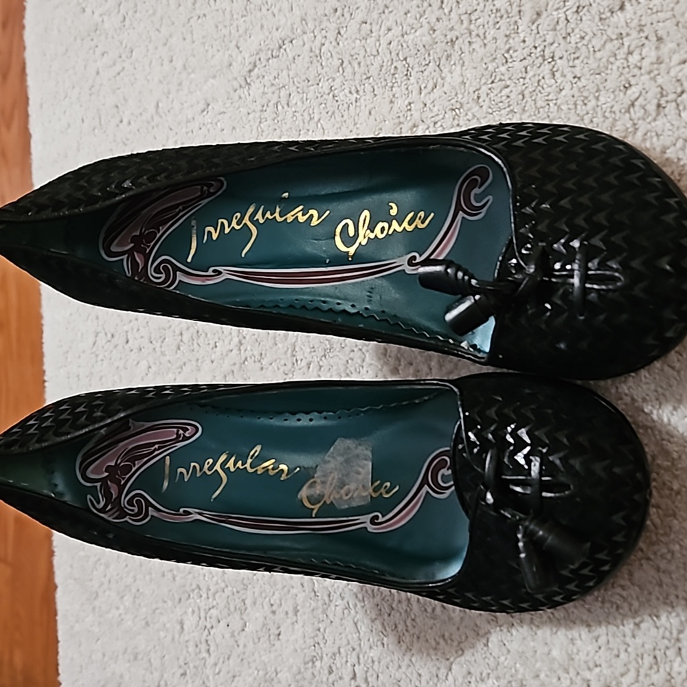 Irregular Choice Black Woven Pointed-Toe Heels with Bow